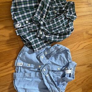 Janie and ajack Plaid and Blue Baby Shirts Set